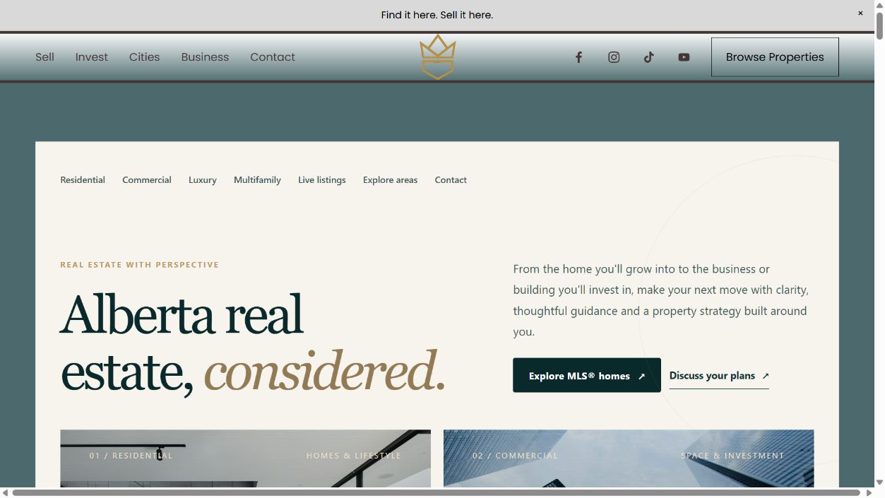 AlbertaSell.com homepage, created by Nexthinge