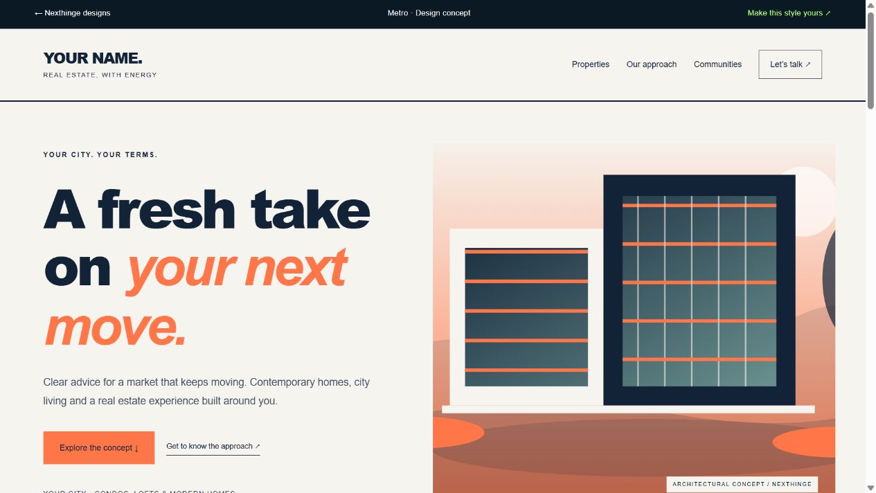 Metro modern personal brand website preview